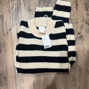 H&M Black and Cream Striped Sweater